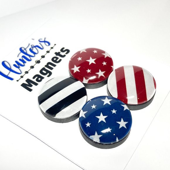 Set of 4 Magnets - Stars & Stripes Glass Refrigerator Kitchen Whiteboard - Picture 2 of 3